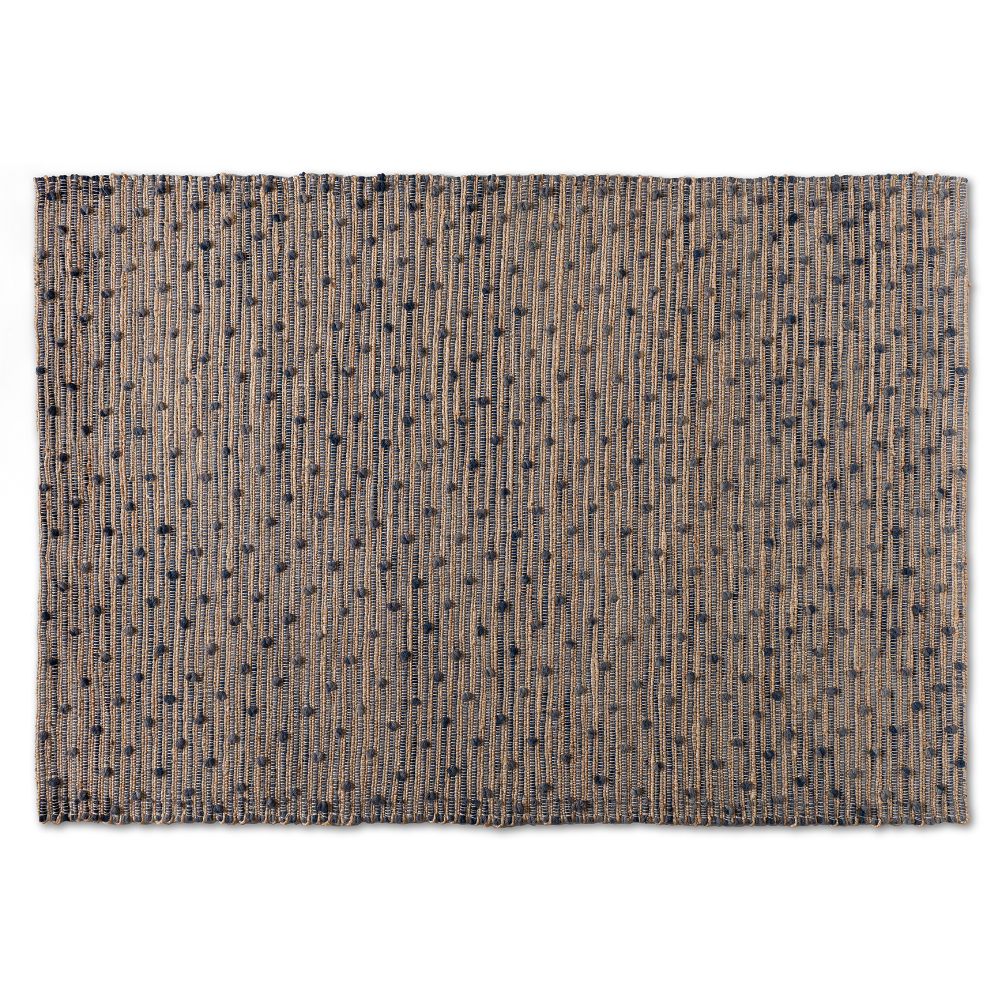 Baxton Studio Berries Modern and Contemporary Natural Brown and Blue Handwoven Jute Blend Area Rug